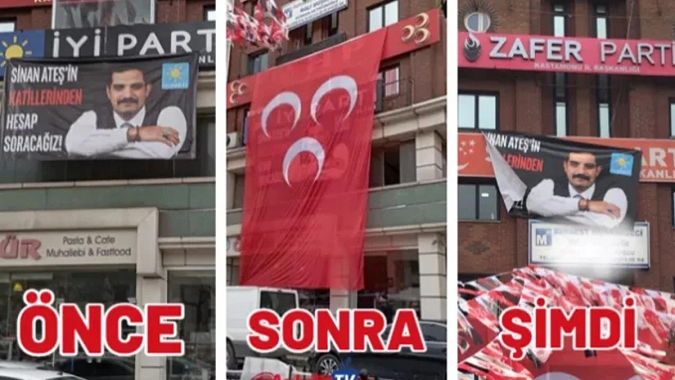 MHP'den Sinan Ateş posterine bayraklı engelleme